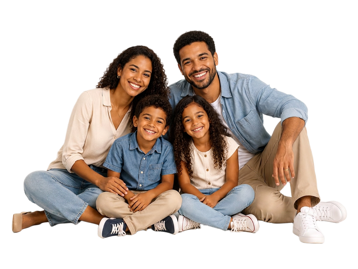 Família feliz com plano de saúde